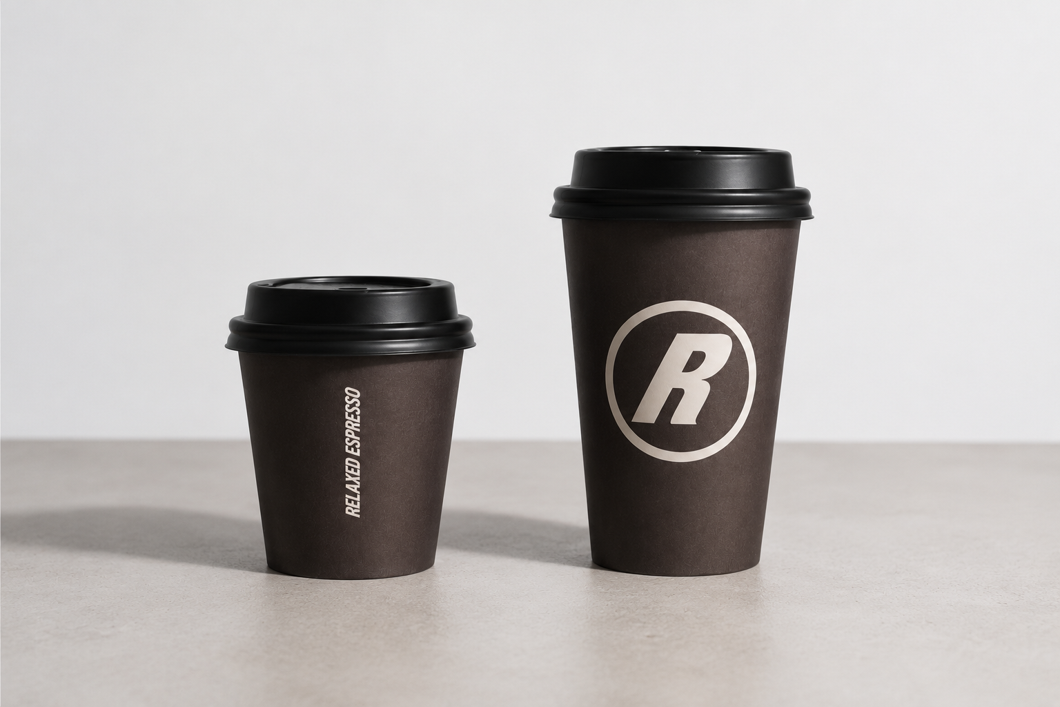 Custom printed single wall compostable coffee cups, Relaxed Espresso